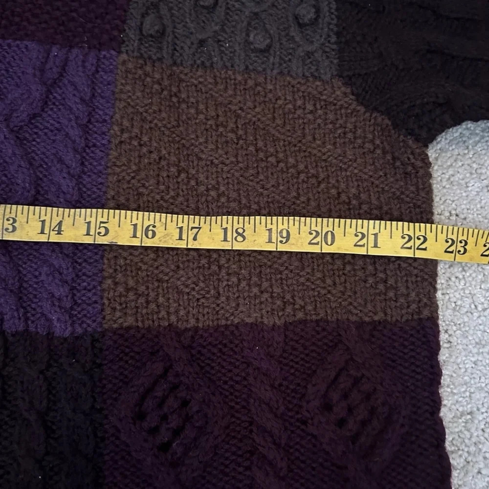 L.L.Bean Wool Patchwork Sweater Multicolored Purp… - image 4